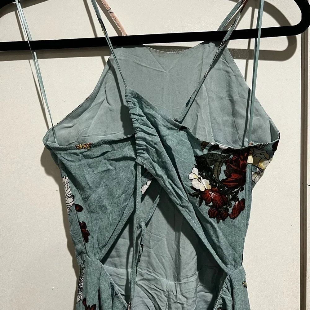 Paper Crane Floral Maxi Jumpsuit in Teal and White - Picture 5 of 6